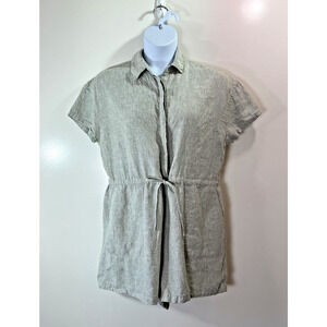 C&C California Women's Linen Jumpsuit Shorts Size XL Gray Minimalist Beachy Airy